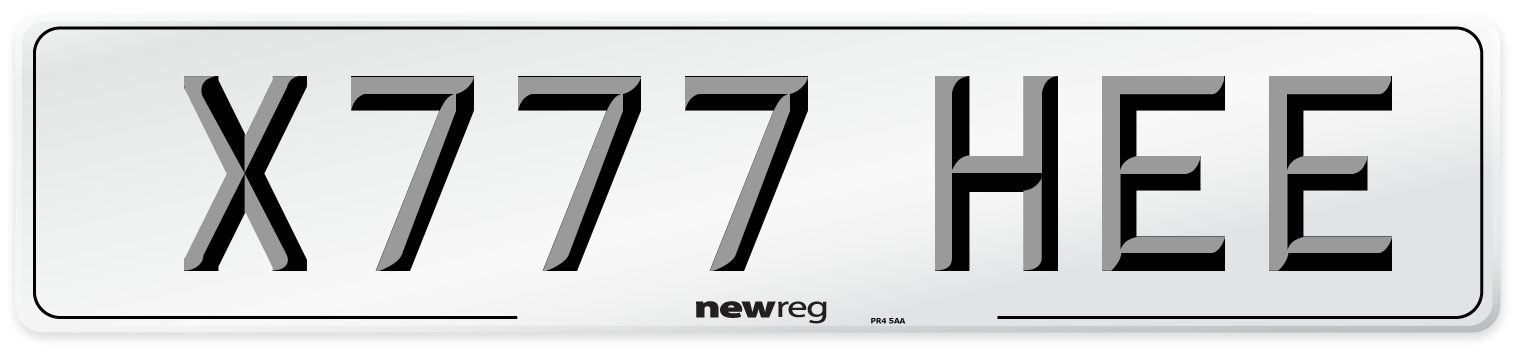 X777 HEE Number Plate from New Reg